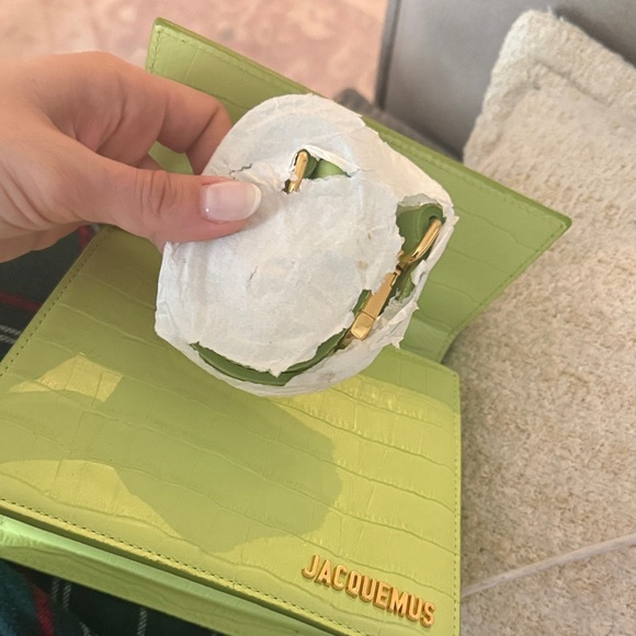Jacquemus Lime Green Le Bambino Croc-Effect Mini Top Handle Bag - Picture 3 of 4